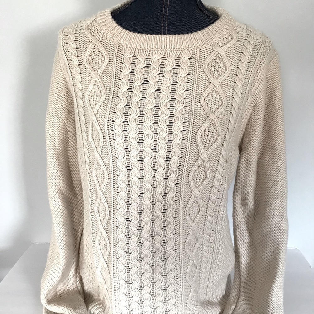 J. Crew Cream Fisherman’s Sweater Size Large